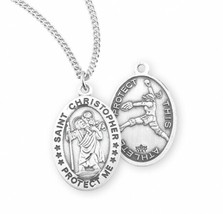 St. Christopher Softball Sterling Silver Medal Necklace - £49.45 GBP