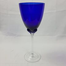 Murano Art Glass Hand-Blown Long-Stemmed Cobalt Blue Wine Water Goblet G... - $301.76 MXN