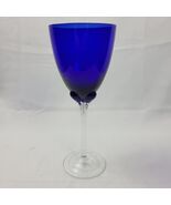 Murano Art Glass Hand-Blown Long-Stemmed Cobalt Blue Wine Water Goblet G... - $301.76 MXN