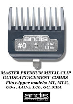 Andis #0 - 1/16&quot; PREMIUM METAL CLIP GUIDE COMB*Fit ML MASTER,Fade,USPro ... - $20.99