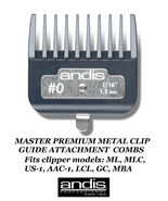 Andis #0 - 1/16&quot; PREMIUM METAL CLIP GUIDE COMB*Fit ML MASTER,Fade,USPro ... - $20.99