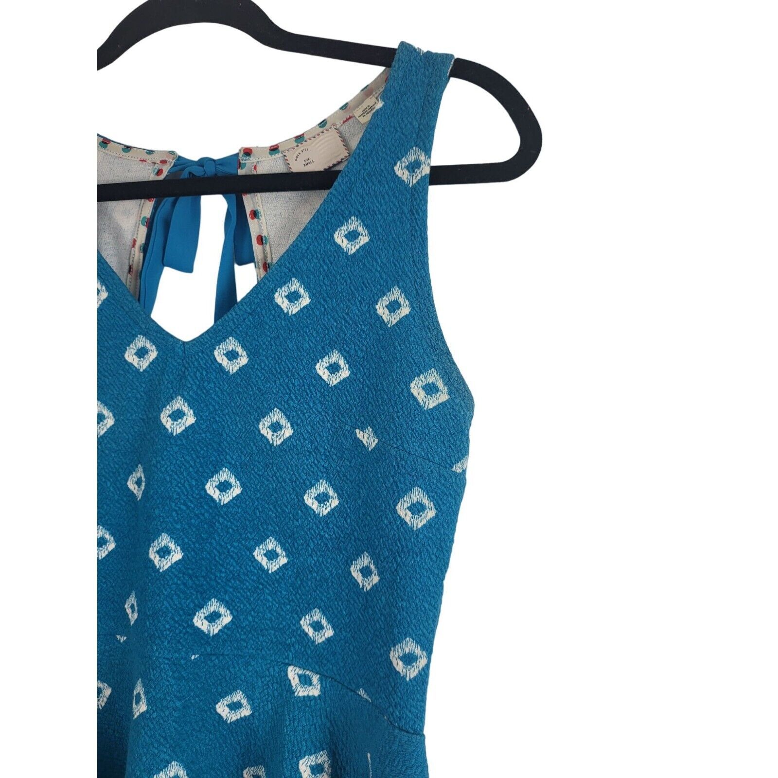 Primary image for Anthropologie Postemate Top S Womens Blue White v Neck Sleeveless Tie Back