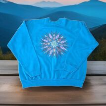 Tultex Vtg 90's Crewneck Sweatshirt Womans Sz XL Teal USA Made Cottageco... - $34.65
