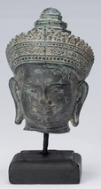 Ancien Banteay Srei Style Bronze Montage Khmer Vishnu Tête - 24cm/10 &quot; - £486.04 GBP