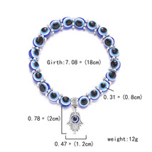 Classic Turkish Bracelet Charm Hamsa Hand Lucky Blue Eye Beads Bracelets For Wom - £7.89 GBP