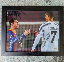 Lionel Messi And Cristiano Ronaldo Signed And Framed Photo - COA - £353.87 GBP