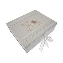 White Cotton Cards New Baby Large Keepsake Box (Silver Pram and Bunting)  - $60.00