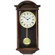 Bedford Clock Collection George 22 Inch Chestnut Wood Chiming Pendulum Wall Clo - £109.43 GBP