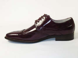 Men's Giovanni Shoes High Quality Leather Wing Tip Derby LINCOLN Burgundy image 4