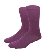 Solid Color Crew Cotton Dress Socks - Purple - £4.59 GBP