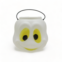 Vintage Blow Mold Halloween Ghost Candy White Bucket Pail Trick or Treat - £15.27 GBP