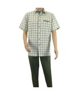 Men 2pc Walking Leisure Suit Short Sleeves By DREAMS Fancy 283-04 Sage G... - $115.00