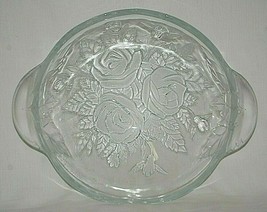 KIG Clear Glass Dish Serving Bowl Textured Peonies Floral Pattern Indonesia - £34.20 GBP