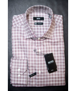 HUGO BOSS Herren Gordon Reise Frisch Regular Fit Dunkelrot Kariert Kleid... - $1,206.43 MXN