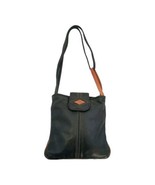 Romag Black Brown Leather Handbag With DiamondDesign Shoulder And Hand S... - $23.10