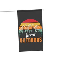 Outdoor Adventure Banner: &quot;Great Outdoors&quot; Retro Sunset Mountains - £28.48 GBP