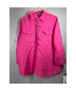 Lauren Ralph Lauren Linen Tunic Shirt Womens Pink 1/2 Button Roll Tab Sl... - €25,64 EUR