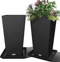 Elevens 28&quot; Outdoor Planter Larger Flower Pots Indoor Modern Tapered Square - £74.12 GBP