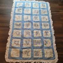 Handmade Baby Blanket Counted Cross Stitch Alphabet ABC Quilt Balloons P... - £61.85 GBP