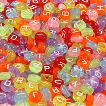 50 Letter Beads Alphabet Acrylic Assorted Lot BULK Wholesale Rainbow Coin * - $5.45