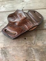 Fits Smith&Wesson J-Frame 2”BBL Handmade Leather 2-Slot Belt Holster Thumb Break image 4