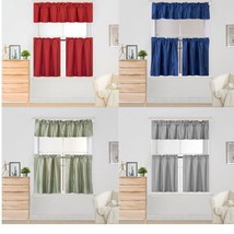 Window Dressing Kitchen Curtain Solid Lined Blackout Drape Treatment 3PC... - $24.99