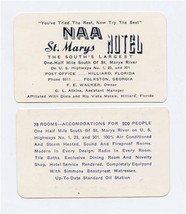 St Marys Motel Business Card The South&#39;s Largest US 1 23 &amp; 301 Folkston Georgia  - £10.96 GBP