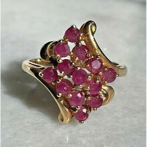 YELLOW GOLD PINK TOPAZ COCKTAIL RING SIZE 6 SKY - £203.55 GBP