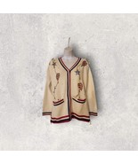VTG Cardigan Storybook Knit Sweater Sequined  Embroidered American Flag ... - $754.27 MXN