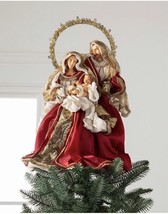 HOLY FAMILY BURGUNDY COLOR CHRISTMAS TREE TOPPER DECOR  HANDCRAFTED - $410.84