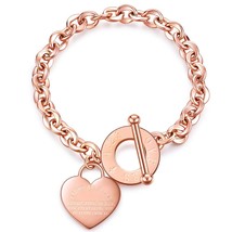 Fashion multi-layer stainless steel bracelet female round bead love heart charm  - £10.49 GBP