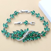 Nice 925 Mark Female Link Bracelet Bangle Colorful Cubic Zirconia Big Jewelry Fo - £17.82 GBP