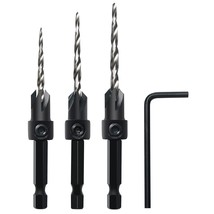 Countersink Drill Bit Set, 3Pcs Tapered Drill Bits M2 Hss, With 1/4&quot; Hex Shank - $13.38