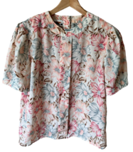 Vintage Jordan Floral Short Sleeve pleat front blouse button closure Siz... - £16.51 GBP