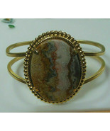 Gold- tone Marbled Faceted Polished Hinged Cuff Bracelet - $61.80 CAD