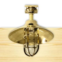 Nautical Marine Brass Bulkhead Light Antique Fixture with Shade - £110.11 GBP