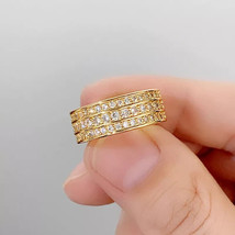 3Ct Round Lab-Created Diamond Cluster Wedding Band Ring 14K Yellow Gold Plated - £109.89 GBP