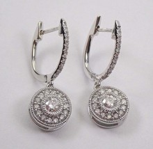 2 Ct Round Cut Diamond Antique Cluster Drop Dangle Earrings 14k White Gold Over - £61.53 GBP