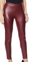 DG2 Diane Gilman Burgundy Faux Leather Ponte Moto Pants Size XS NWT - $44.99