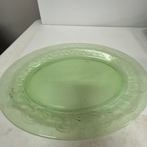 Green Glass Decorative Serving Platter Vintage  H16&quot; Made in USA  11 - £16.18 GBP