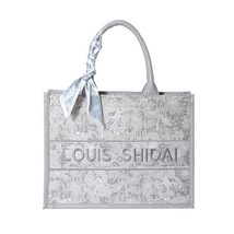 Premium Tote Bag Embroidery Canvas Large Capacity Shoulder Tote Bag With Bow Sil - £46.30 GBP