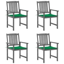  Patio Chair Set of 4 Gray Solid Acacia wood Standard Durable - $430.49