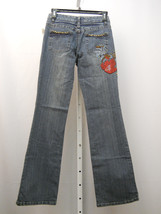 Milano Moda Juniors Jeans Stonewashed Boot Cut Red Flower Size 7-8 - £22.79 GBP