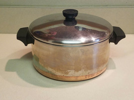 Revere Ware 1801 Stainless Steel Copper 4 1/2 Qt-88 Pan w/ Lid Clinton IL USA - £27.65 GBP