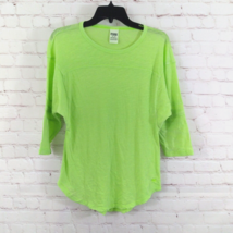 Pink Victorias Secret Top Womens XS Green Neon 3/4 Sleeve Crew Neck Dog ... - $15.99