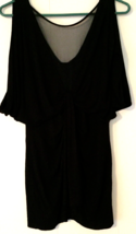 Bailey 44 blouse size S women short sleeve black made in USA gathered front - £7.40 GBP