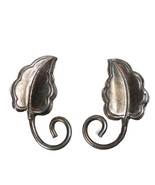 Sterling Silver Leaf Earrings Screw Back 1&quot; Fall Autumn Leaves Plants Trees - $183.56 MXN