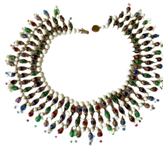 Louis Rousselet Glass Flower Collar Bib Necklace Gripoix Runway Statement Piece - £856.33 GBP