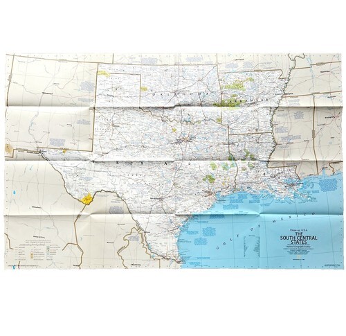 Map South Central Close Up USA 5 1988 Vintage National Geographic 22 x 34" E36 Item image 3