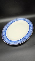 Vintage Leighton Alfred Meakin Oval 12&quot; Plate Platter Server White Blue Dish - £10.23 GBP